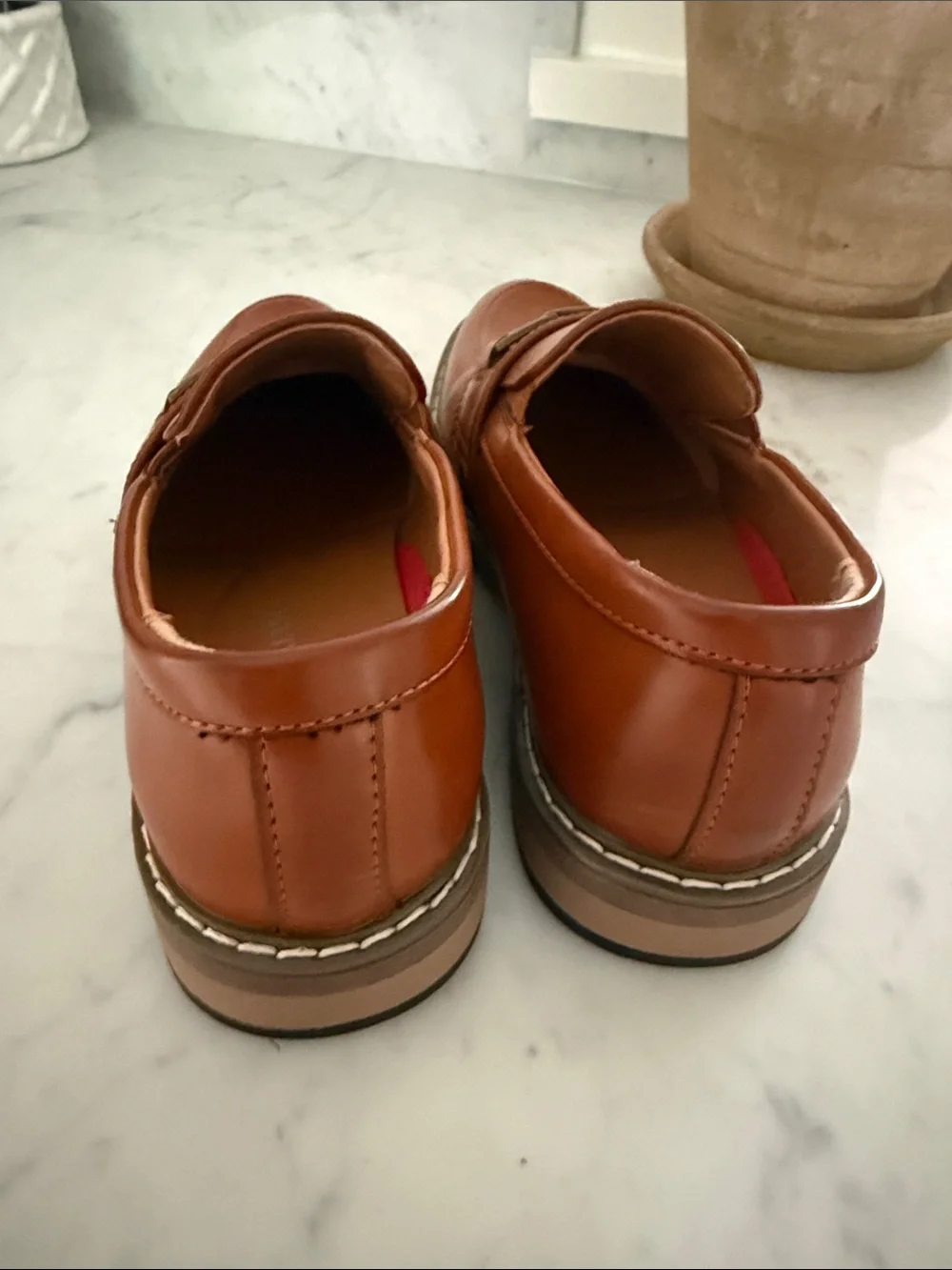 Bruno Marc Boys Brown Leather Slip-On Loafers, Size 2